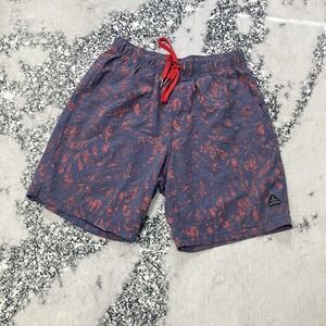 prAna Swim Shorts UPF 50 Mens Size Medium Blue Red Drawstring Casual
